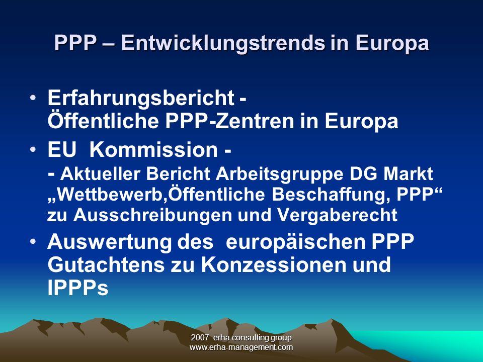 PPP – Entwicklungstrends in Europa