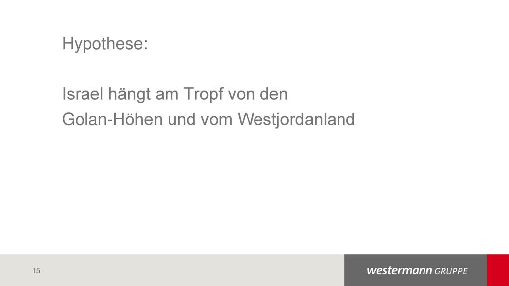 Hypothese: Israel hängt am Tropf von den Golan-Höhen und vom Westjordanland