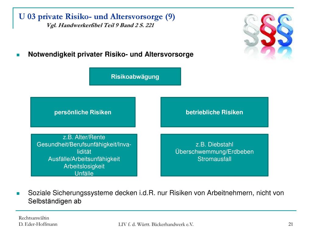 U 03 private Risiko- und Altersvorsorge (9) Vgl
