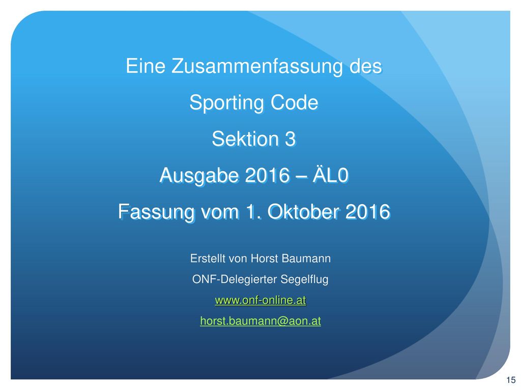 Eine Zusammenfassung des Sporting Code Sektion 3 Ausgabe 2016 – ÄL0