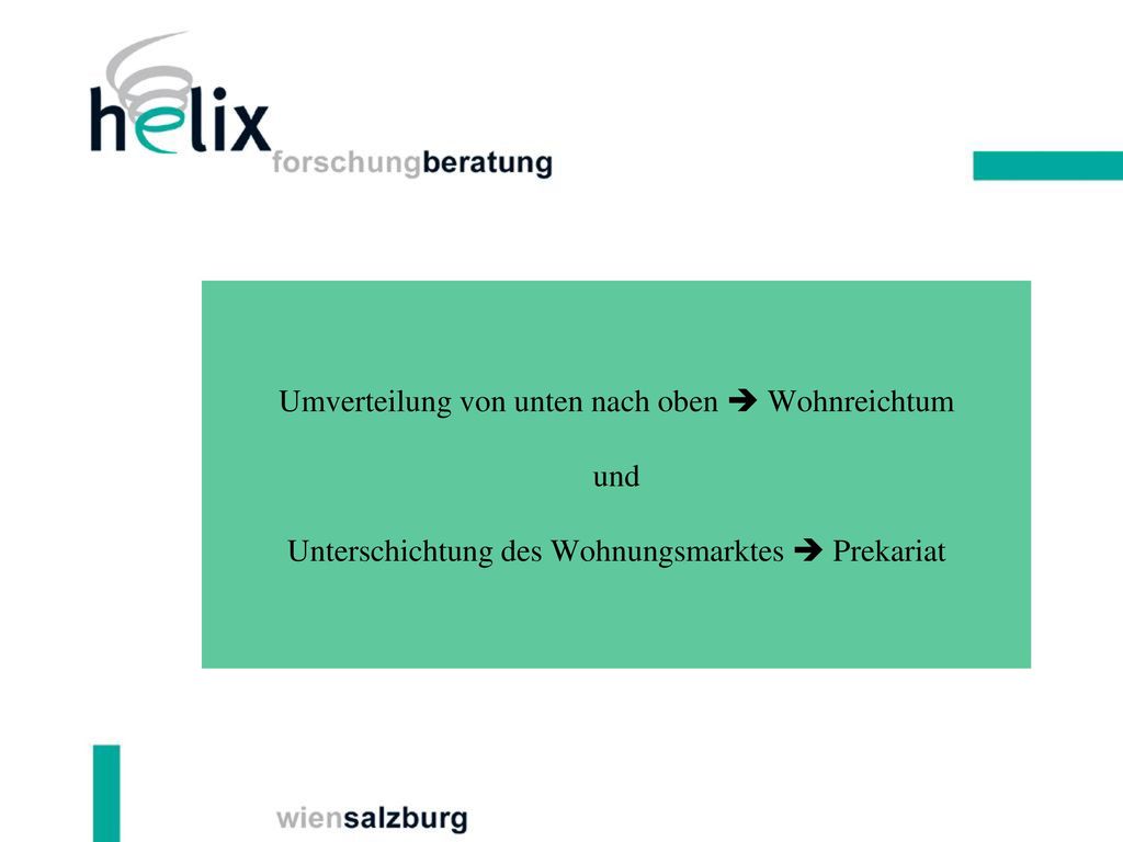 Umverteilung von unten nach oben  Wohnreichtum und Unterschichtung des Wohnungsmarktes  Prekariat
