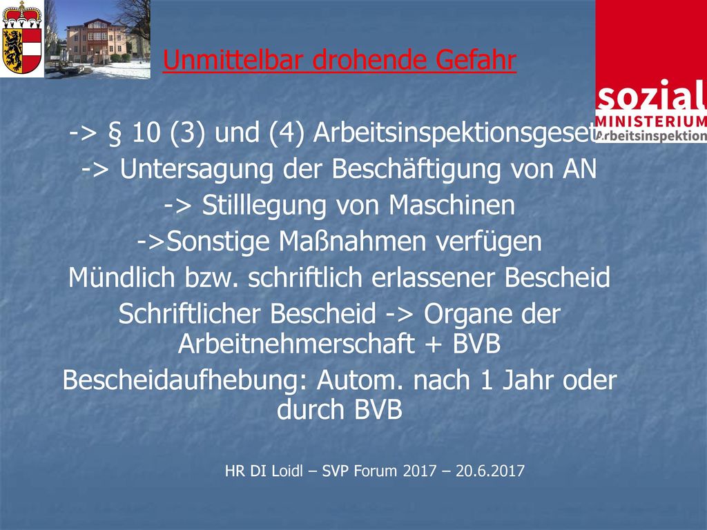 HR DI Loidl – SVP Forum 2017 – Unmittelbar drohende Gefahr