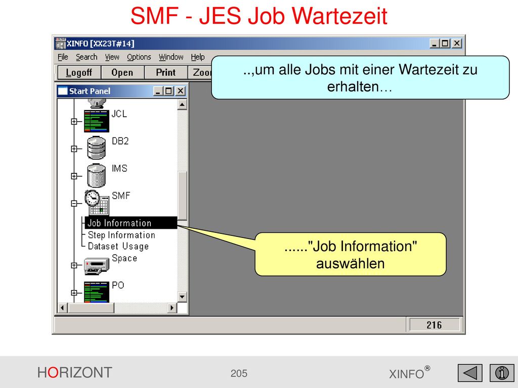 SMF - JES Job Wartezeit ..,um alle Jobs mit einer Wartezeit zu erhalten… Job Information auswählen.