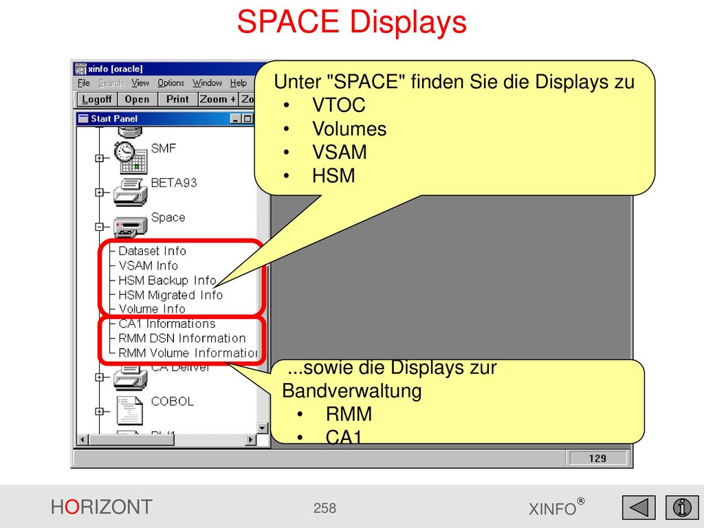 SPACE Displays Unter SPACE finden Sie die Displays zu VTOC Volumes