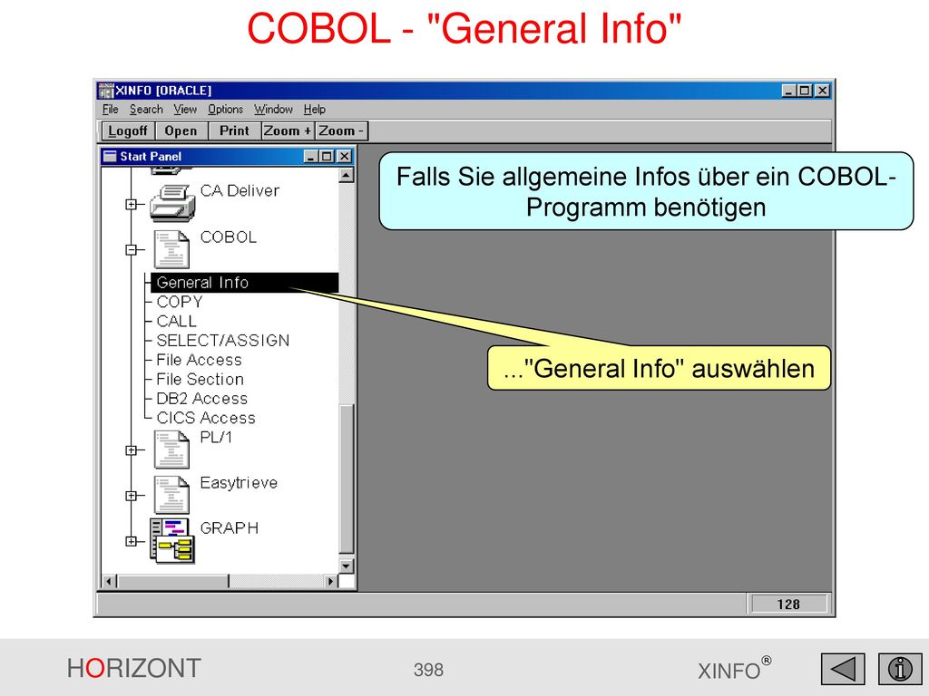 COBOL - General Info Falls Sie allgemeine Infos über ein COBOL- Programm benötigen.