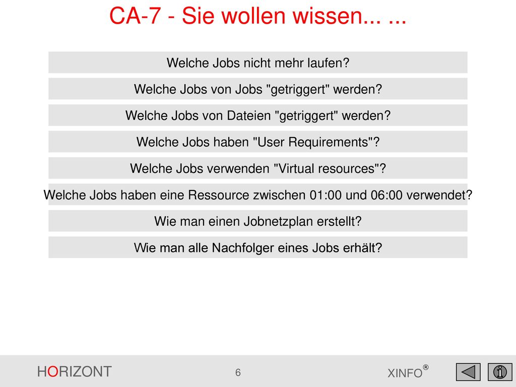 CA-7 - Sie wollen wissen Welche Jobs nicht mehr laufen