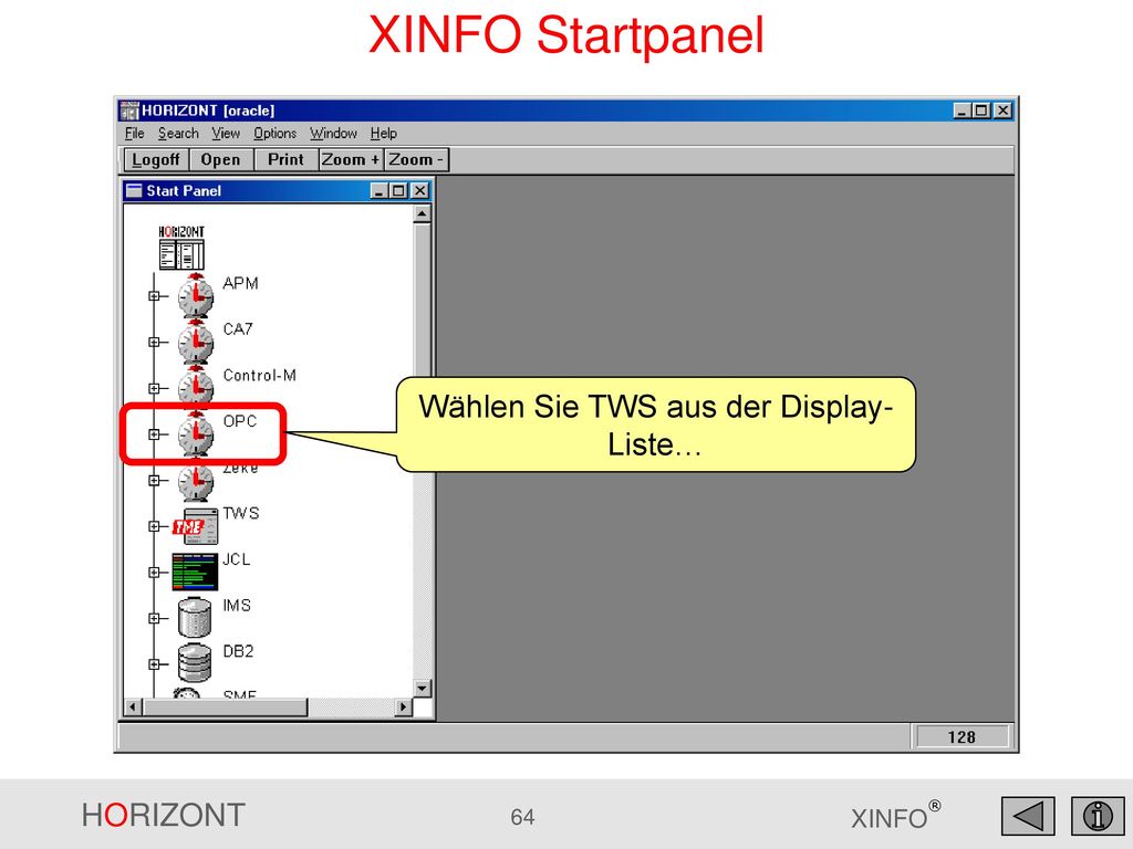 Wählen Sie TWS aus der Display-Liste…