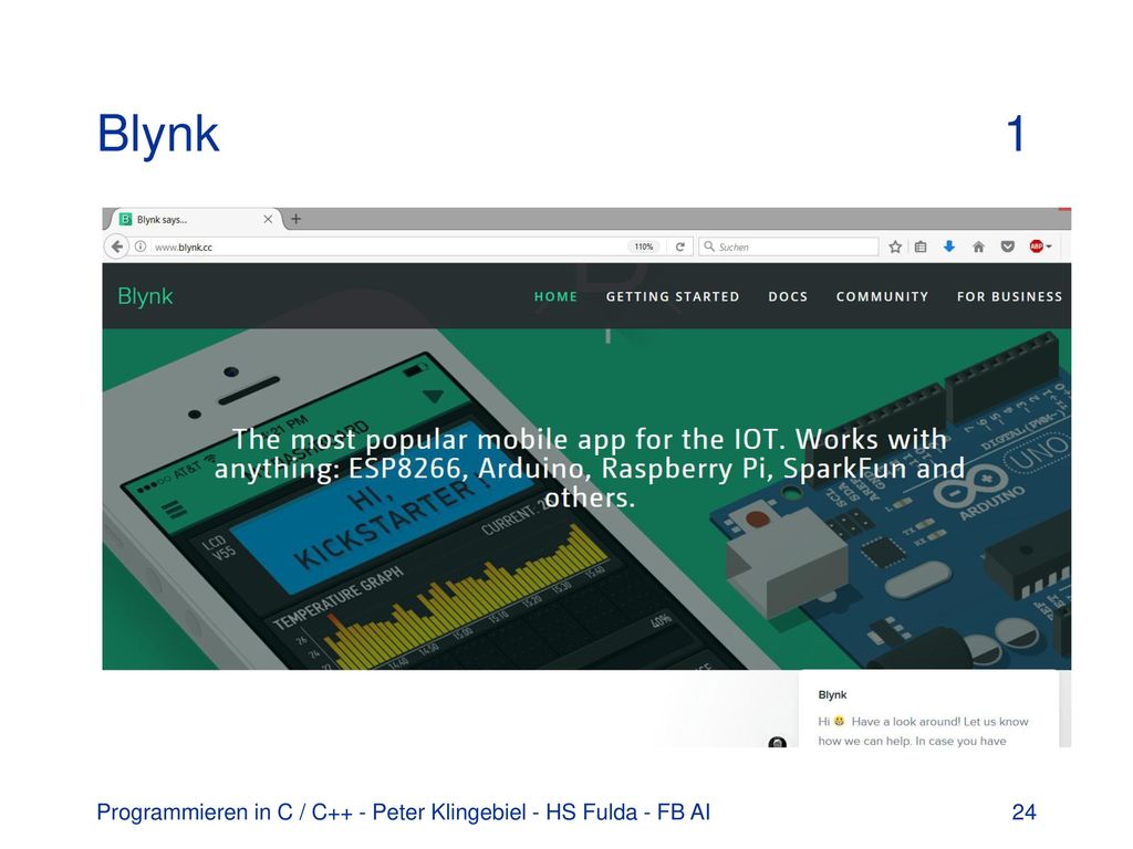 Blynk 1 Programmieren in C / C++ - Peter Klingebiel - HS Fulda - FB AI