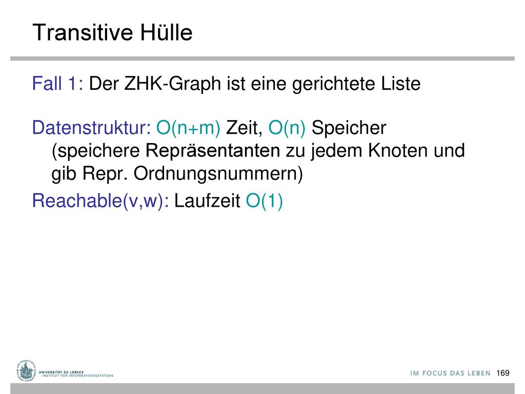 Transitive Hülle Fall 1: Der ZHK-Graph ist eine gerichtete Liste