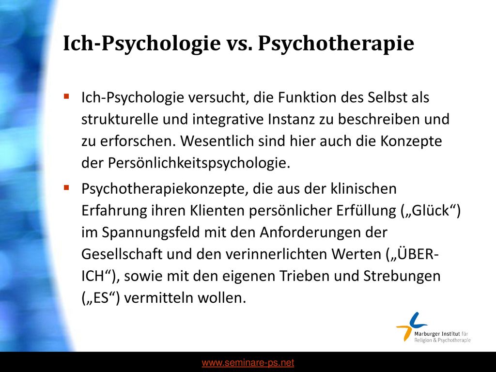 Ich-Psychologie vs. Psychotherapie 