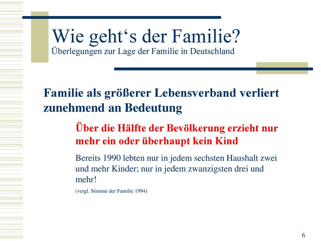 Wie geht‘s der Familie Überlegungen zur Lage der Familie in Deutschland