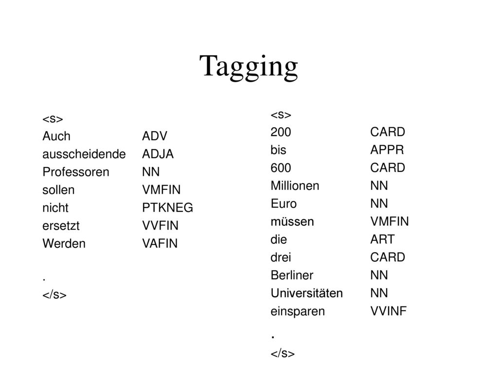 Tagging . <s> <s> 200 CARD Auch ADV bis APPR