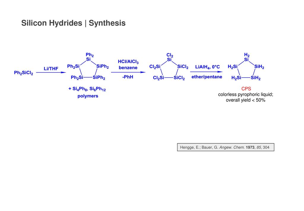 colorless pyrophoric liquid; overall yield < 50%