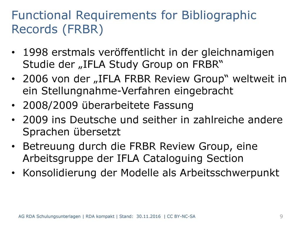 Functional Requirements for Bibliographic Records (FRBR)