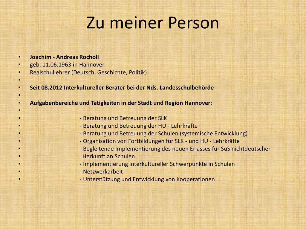 Zu meiner Person Joachim - Andreas Rocholl geb in Hannover