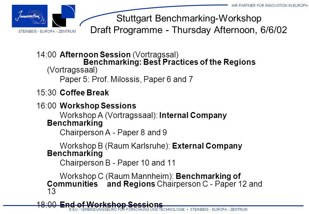 Stuttgart Benchmarking-Workshop Draft Programme - Thursday Afternoon, 6/6/02