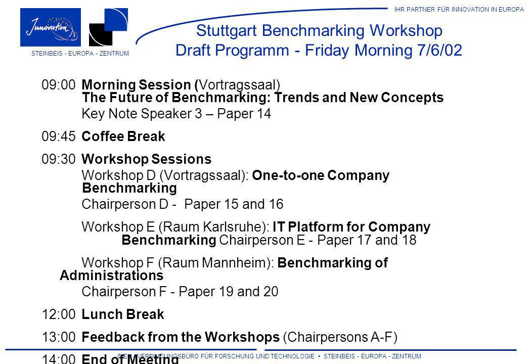 Stuttgart Benchmarking Workshop Draft Programm - Friday Morning 7/6/02