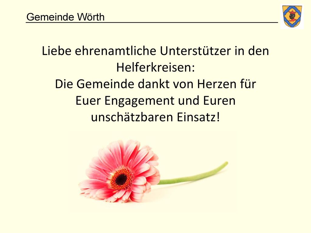 Liebe ehrenamtliche Unterstützer in den Helferkreisen: Die Gemeinde dankt von Herzen für Euer Engagement und Euren unschätzbaren Einsatz!