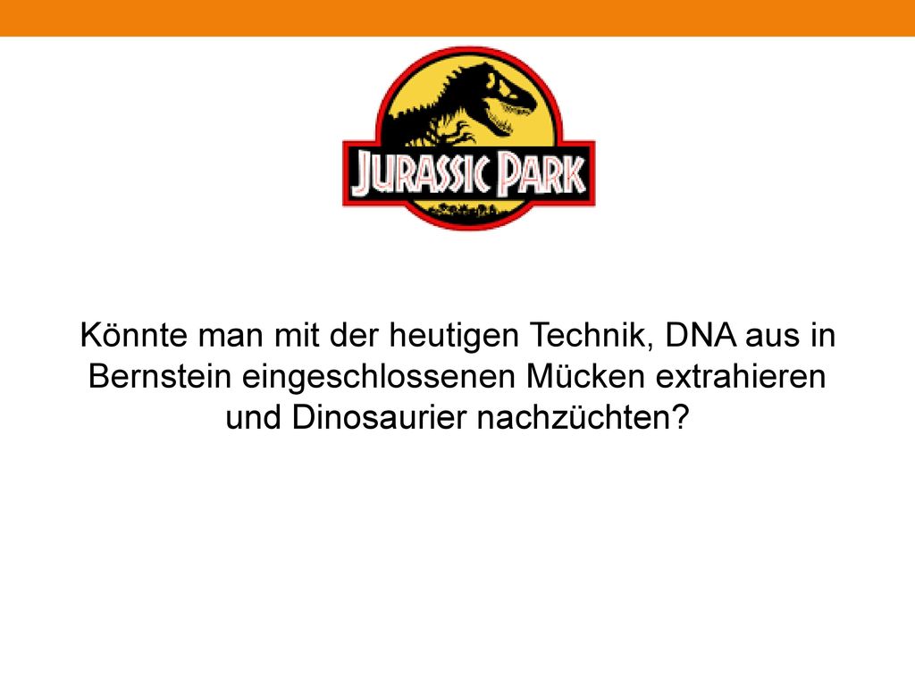 Könnte man mit der heutigen Technik, DNA aus in Bernstein eingeschlossenen Mücken extrahieren und Dinosaurier nachzüchten