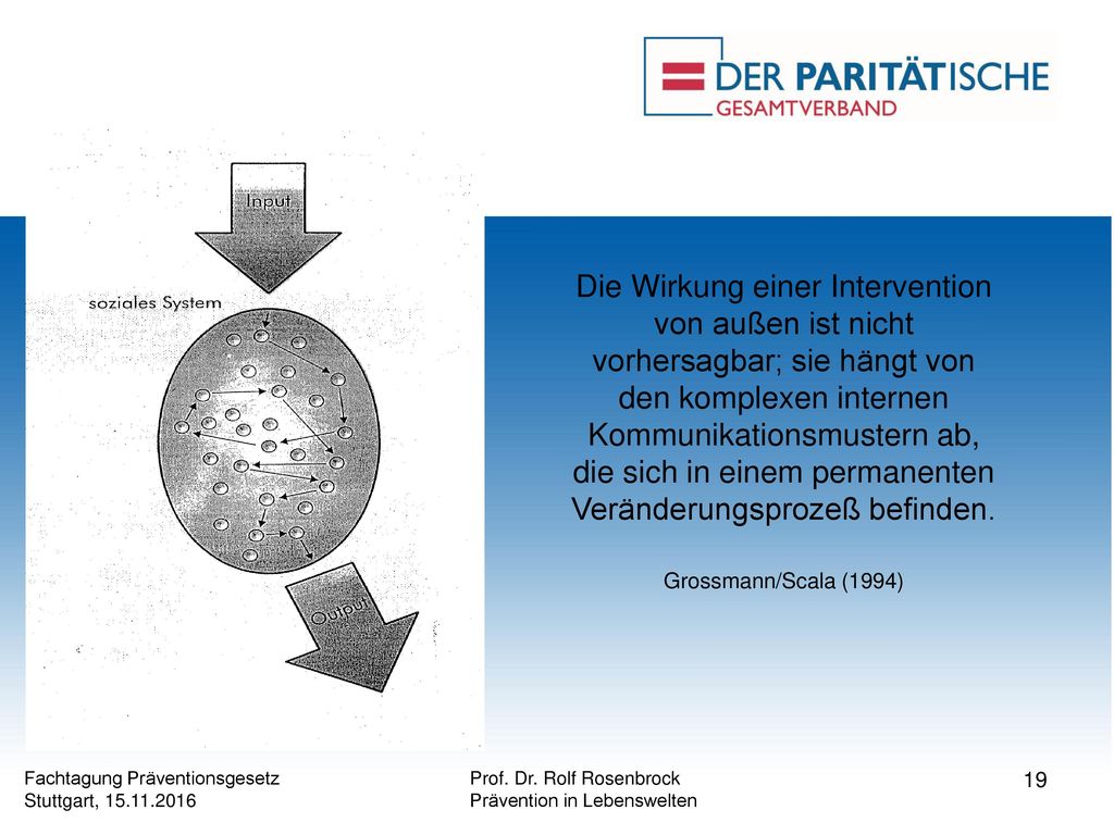 Die Wirkung einer Intervention von außen ist nicht vorhersagbar; sie hängt von den komplexen internen Kommunikationsmustern ab, die sich in einem permanenten Veränderungsprozeß befinden.