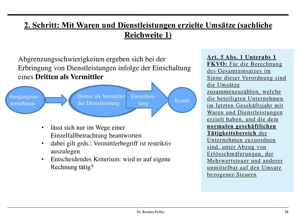 2. Schritt: Mit Waren und Dienstleistungen erzielte Umsätze (sachliche Reichweite 1)