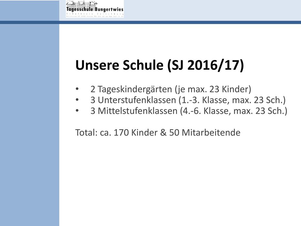 Unsere Schule (SJ 2016/17) 2 Tageskindergärten (je max. 23 Kinder)
