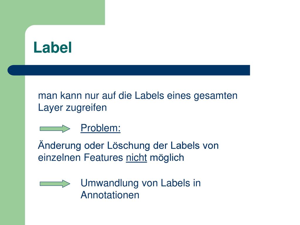 Label man kann nur auf die Labels eines gesamten Layer zugreifen