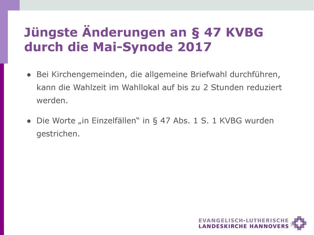Jüngste Änderungen an § 47 KVBG durch die Mai-Synode 2017