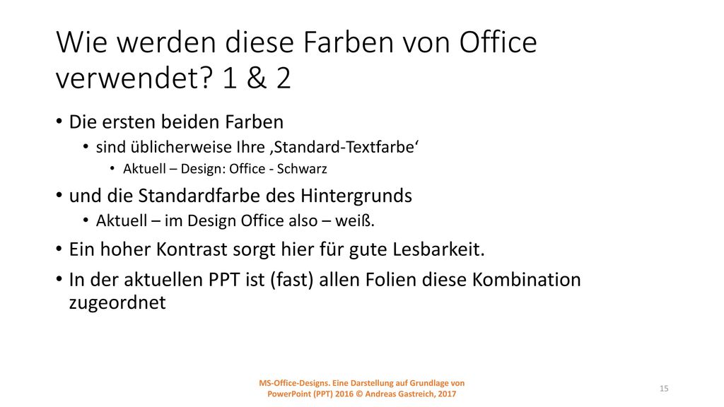 Wie werden diese Farben von Office verwendet 1 & 2