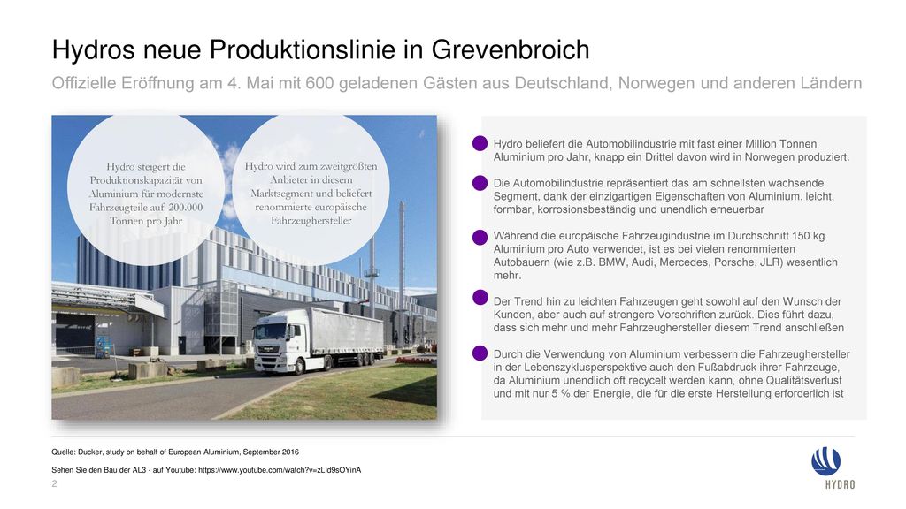 Hydros neue Produktionslinie in Grevenbroich