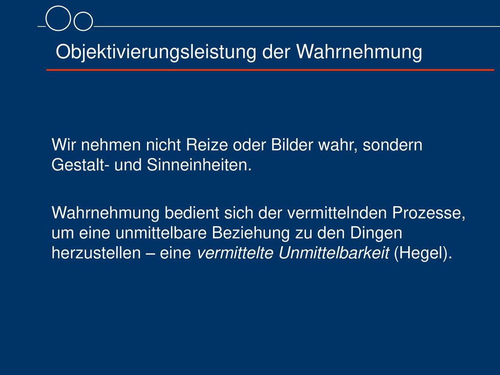 Objektivierungsleistung der Wahrnehmung