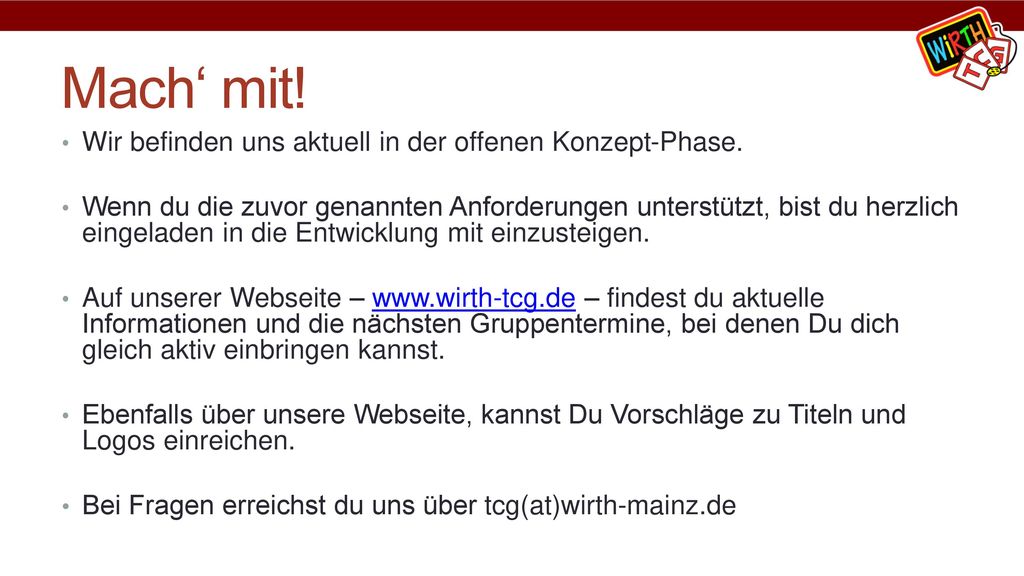 Mach‘ mit! Wir befinden uns aktuell in der offenen Konzept-Phase.