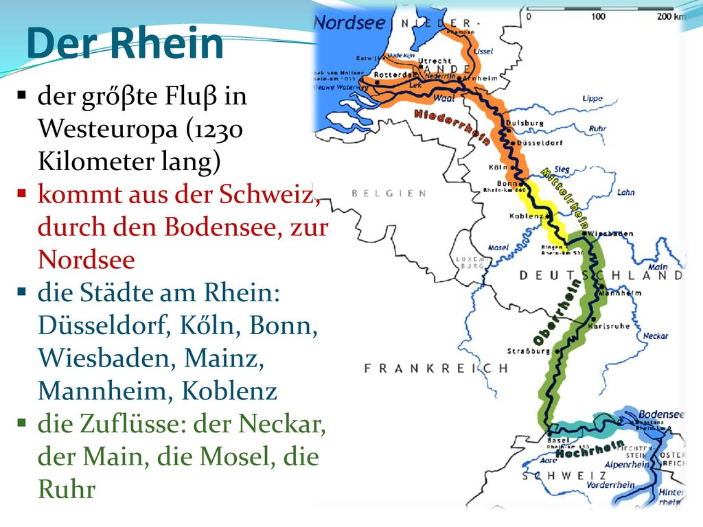Ist lang. Der Rhein на карте Германии. Некар Дунай и Рейн. Текст на немецком den Rhein entlang. Долина реки Неккар.