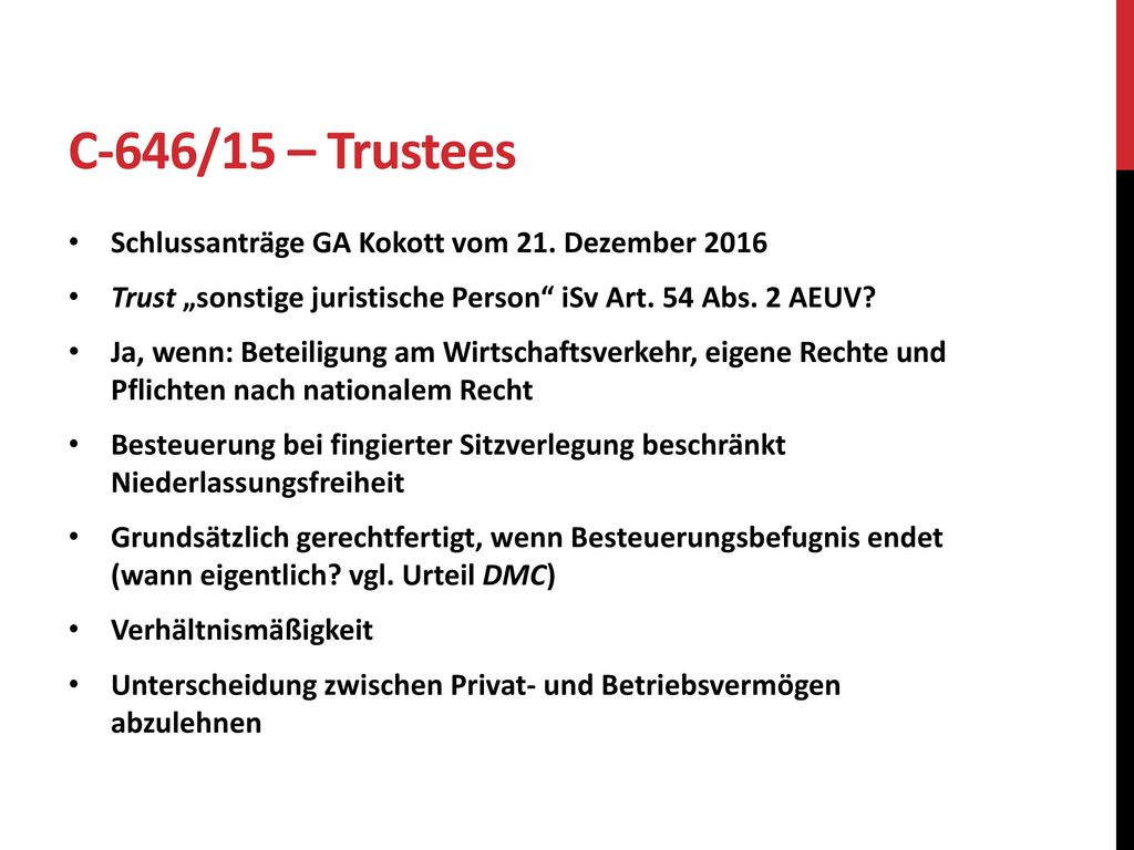 C-646/15 – Trustees Schlussanträge GA Kokott vom 21. Dezember 2016