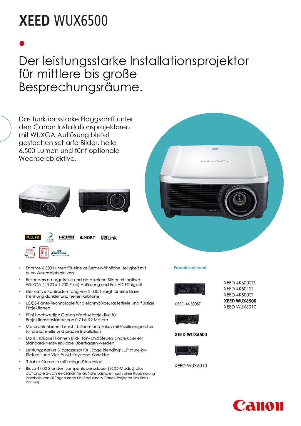 Der leistungsstarke Installationsprojektor für mittlere bis große Besprechungsräume.