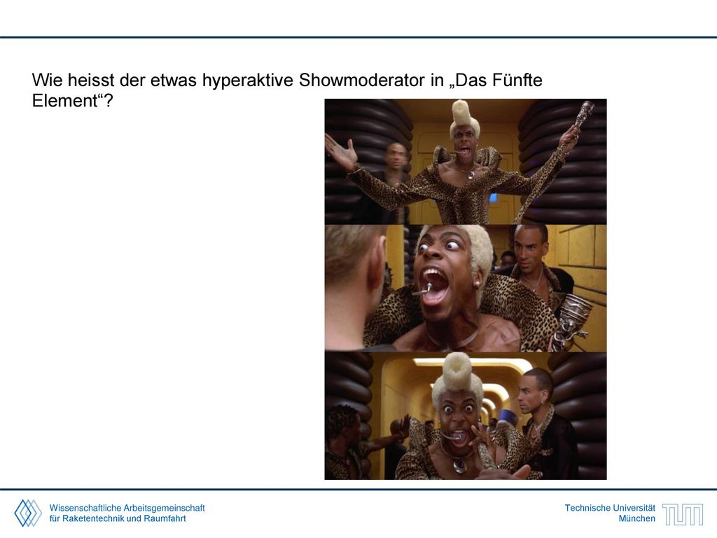 Wie heisst der etwas hyperaktive Showmoderator in „Das Fünfte Element