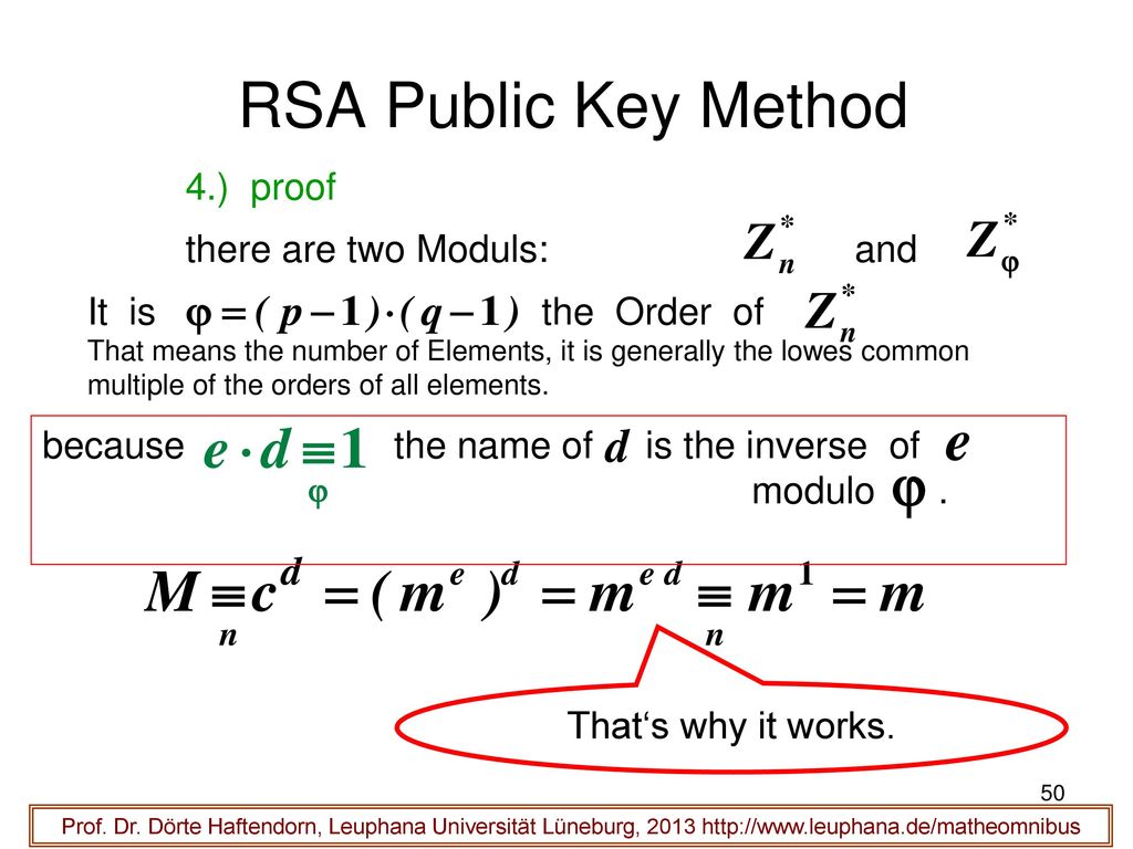 RSA Public Key Method 4.) proof there are two Moduls: and