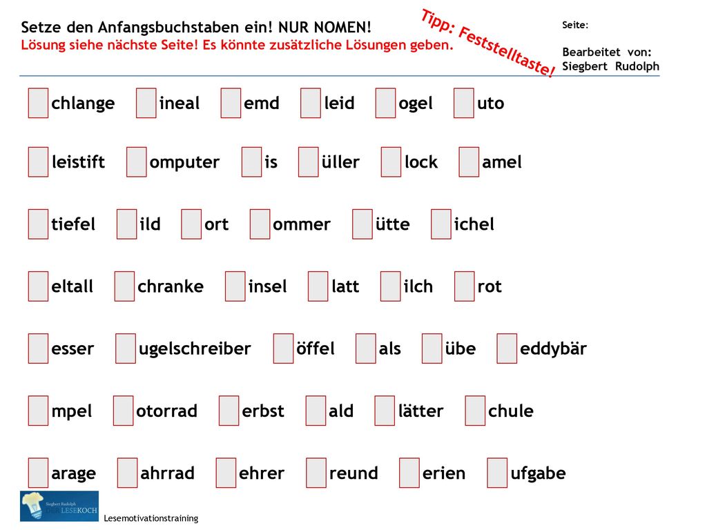 chlange ineal emd leid ogel uto leistift omputer is üller lock amel