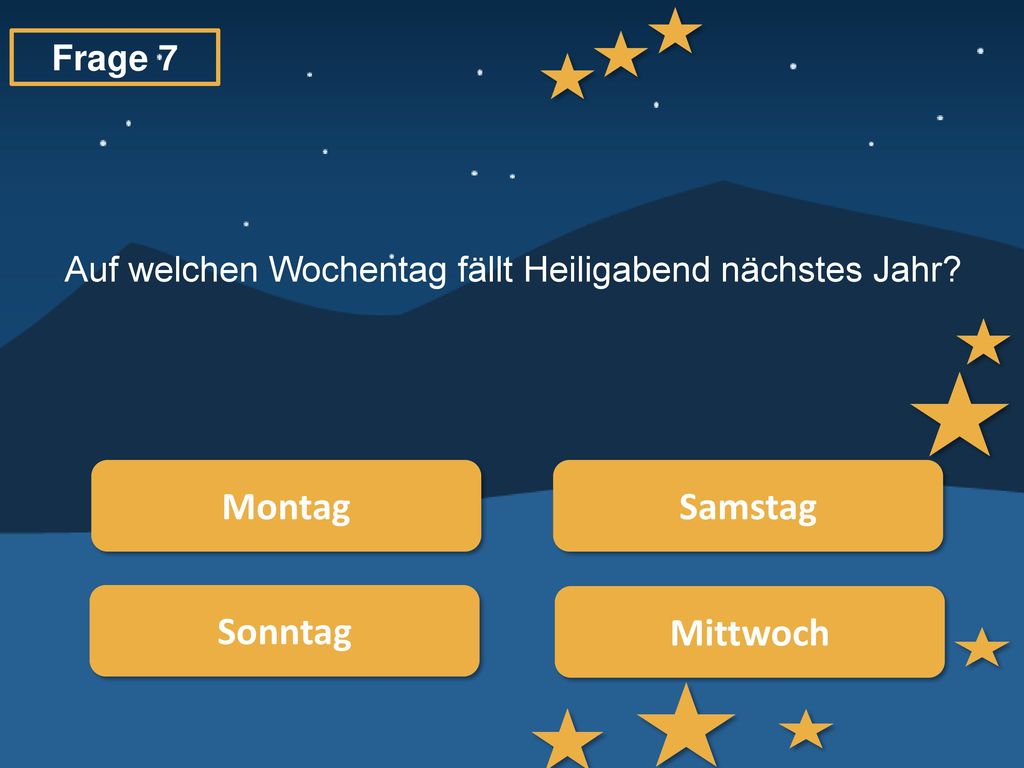Auf welchen Wochentag fällt Heiligabend nächstes Jahr