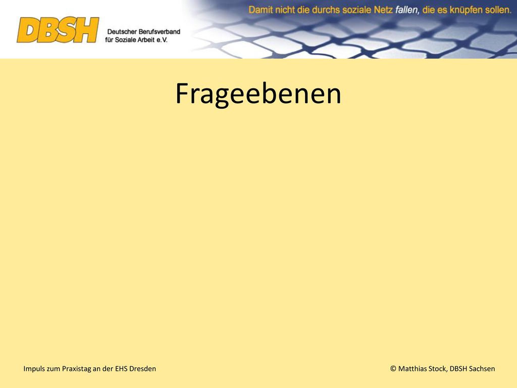 Frageebenen Impuls zum Praxistag an der EHS Dresden