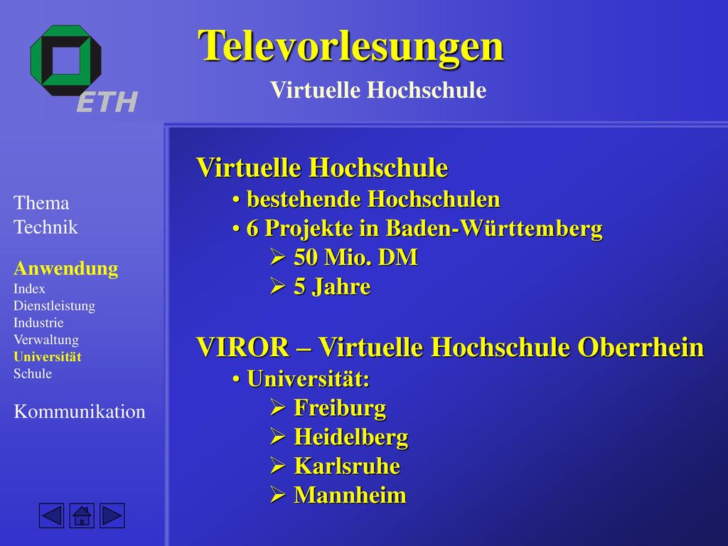 Televorlesungen Virtuelle Hochschule