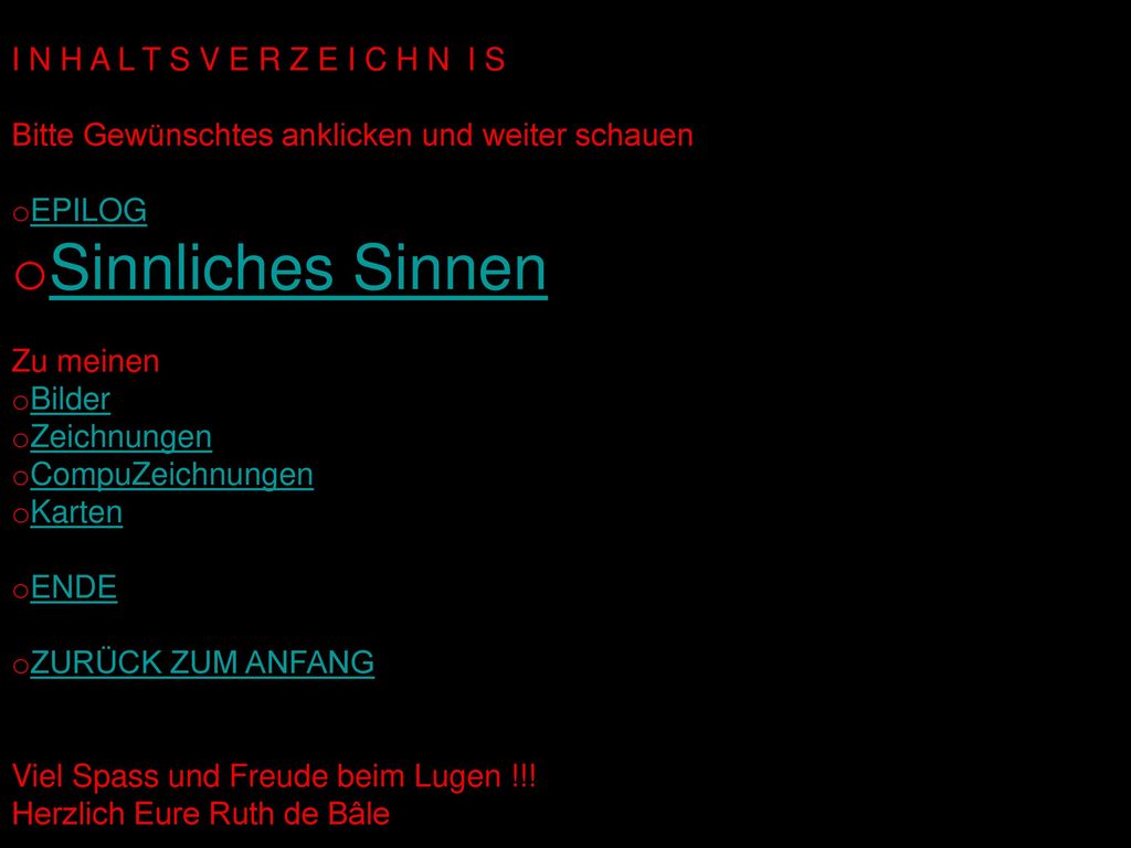 Sinnliches Sinnen I N H A L T S V E R Z E I C H N I S