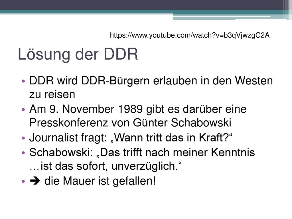 Lösung der DDR DDR wird DDR-Bürgern erlauben in den Westen zu reisen