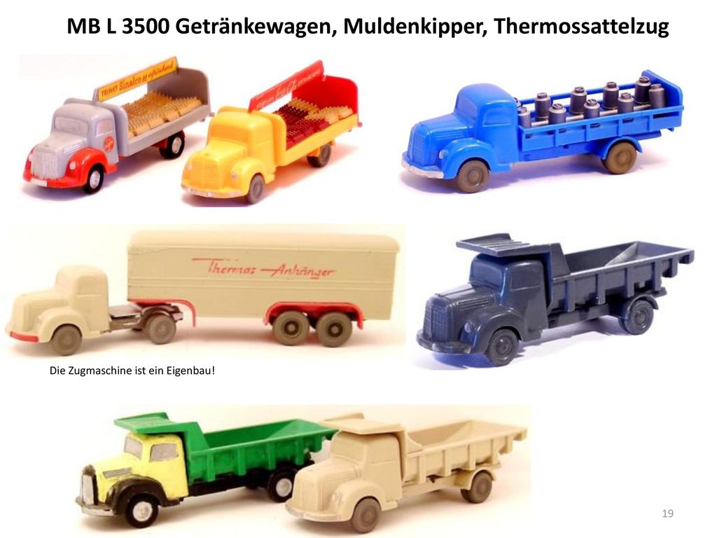 MB L 3500 Getränkewagen, Muldenkipper, Thermossattelzug