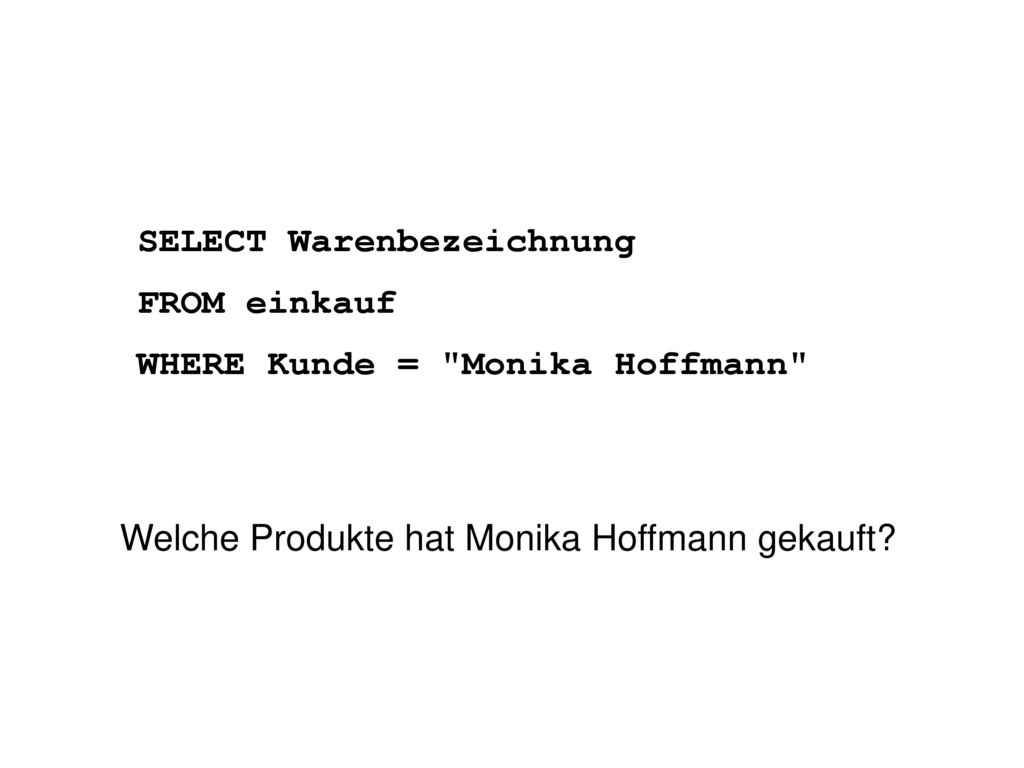 Welche Produkte hat Monika Hoffmann gekauft