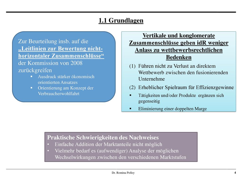 1.1 Grundlagen Zur Beurteilung insb. auf die „Leitlinien zur Bewertung nicht-horizontaler Zusammenschlüsse der Kommission von 2008 zurückgreifen.