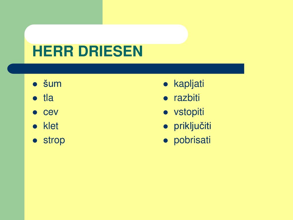 HERR DRIESEN šum tla cev klet strop kapljati razbiti vstopiti