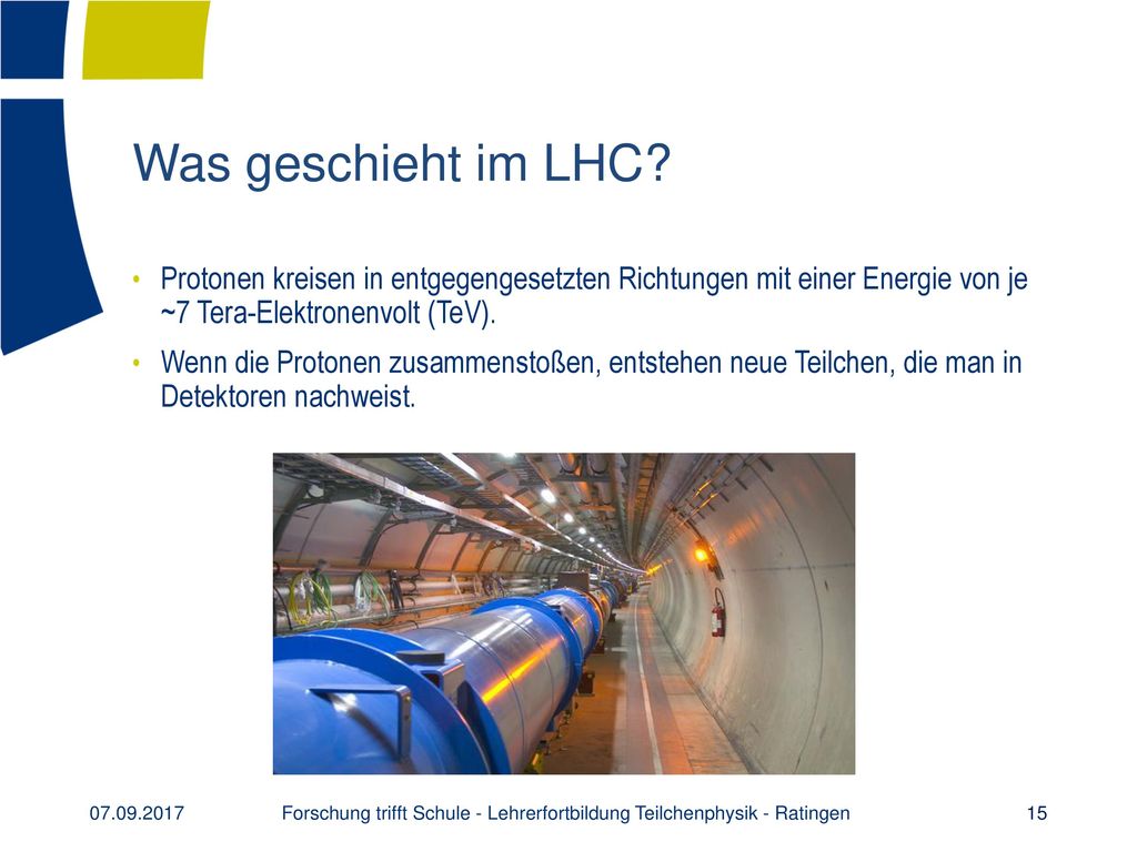 Forschung trifft Schule - Lehrerfortbildung Teilchenphysik - Ratingen