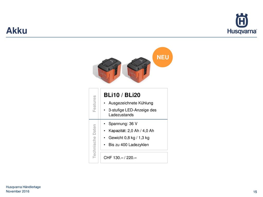 Akku NEU. NEU. BLi10 / BLi20. Ausgezeichnete Kühlung. 3-stufige LED-Anzeige des Ladezustands.