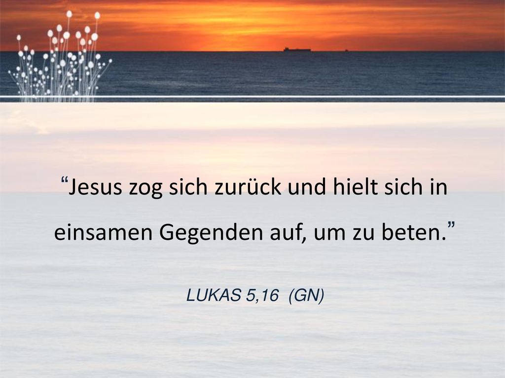 Jesus zog sich zurück und hielt sich in einsamen Gegenden auf, um zu beten.